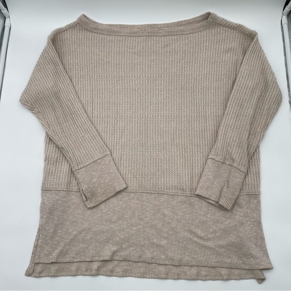 American Eagle Sweater Womens Large Cream Viscose Pullover Waffle Knit Boat Neck - Picture 2 of 13